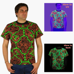 Schwarzlicht T-Shirt Shipibo Grün-Orange