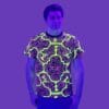 Schwarzlicht T-Shirt Shipibo Gelb-pink