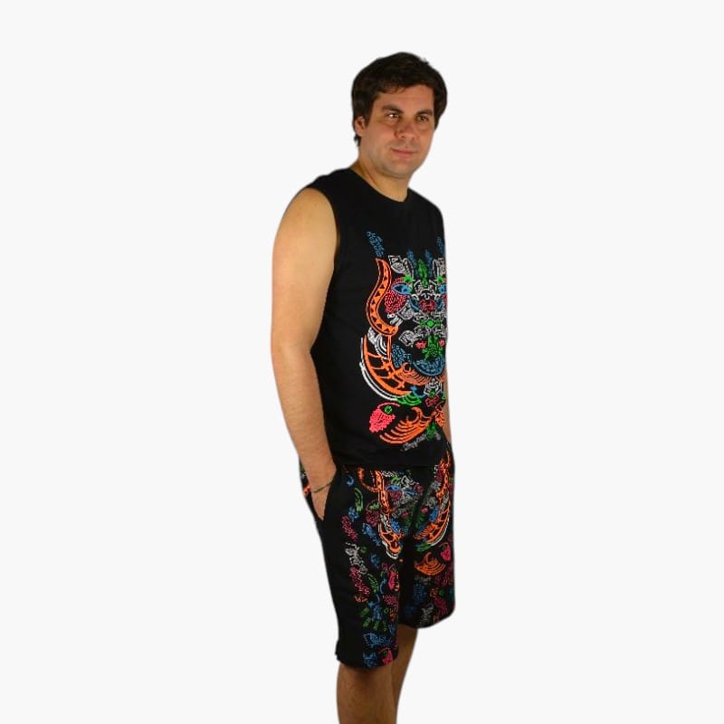 Schwarzlicht Set Tank Top Shorts Duende