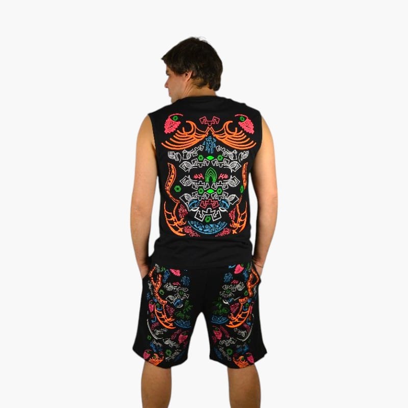 Schwarzlicht Set Tank Top Shorts Duende