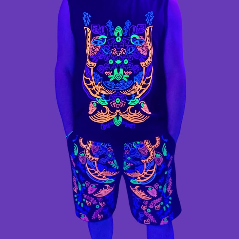 Schwarzlicht Set Tank Top Shorts Duende