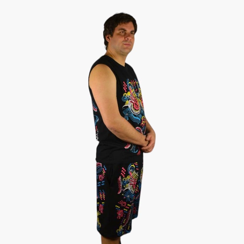 Schwarzlicht Set Tank Top Shorts Buho