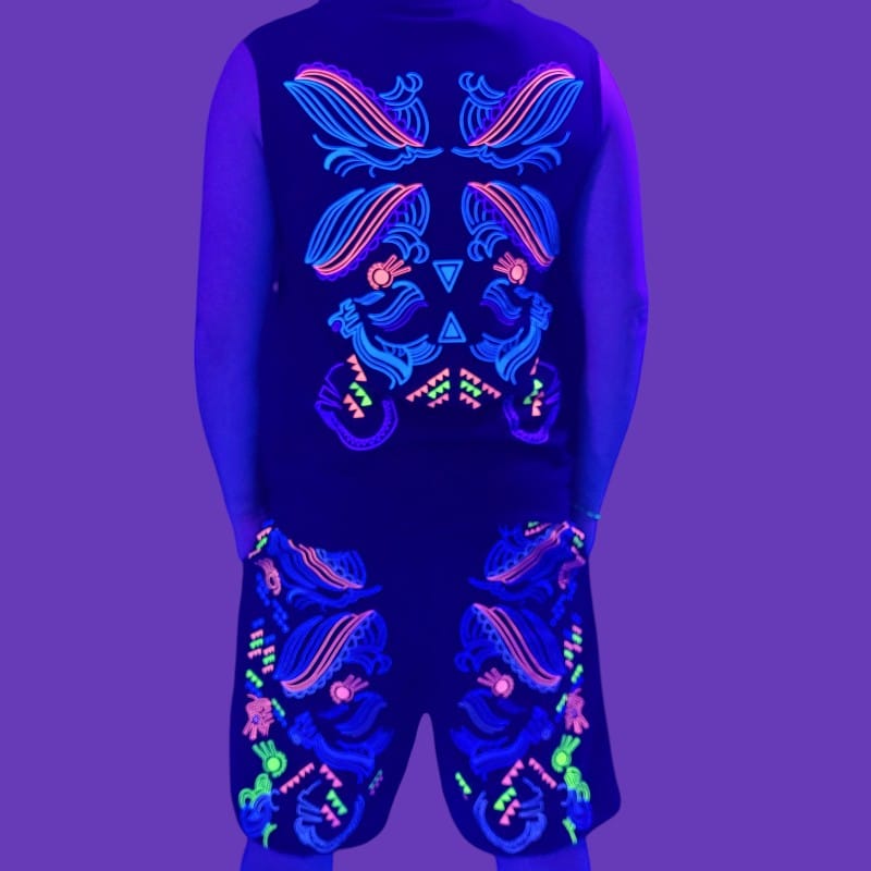 Schwarzlicht Set Tank Top Shorts Buho