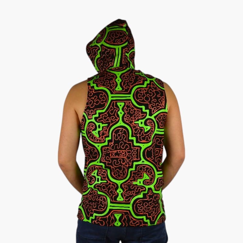 Schwarzlicht Aktives Tanktop Shipibo mit Kapuze