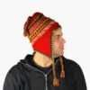 Chullo – Handgestrickte Wollmütze mit Ohrenschutz - Rot Variante 2 Chullo – Handgestrickte Wollmütze mit Ohrenschutz - Rot Variante 2