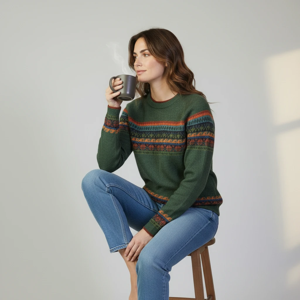 Kuschliger Alpaka Pullover aus Peru olivgrün Kuschliger Alpaka Pullover aus Peru olivgrün