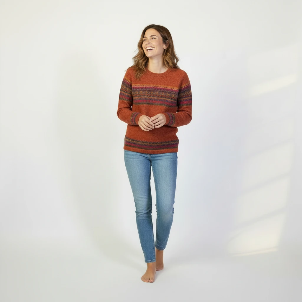 Kuschliger Alpaka Pullover aus Peru orange Kuschliger Alpaka Pullover aus Peru orange