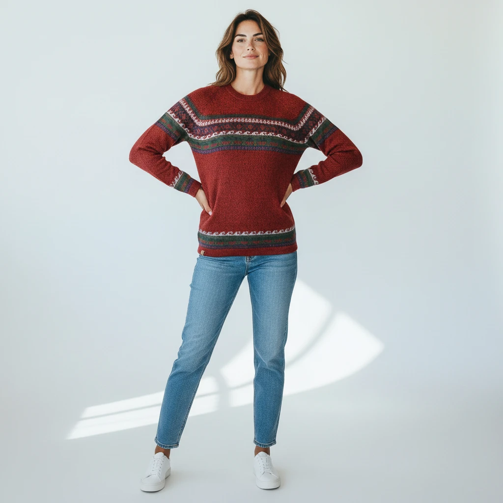 Kuschliger Alpaka Pullover aus Peru weinrot Kuschliger Alpaka Pullover aus Peru weinrot